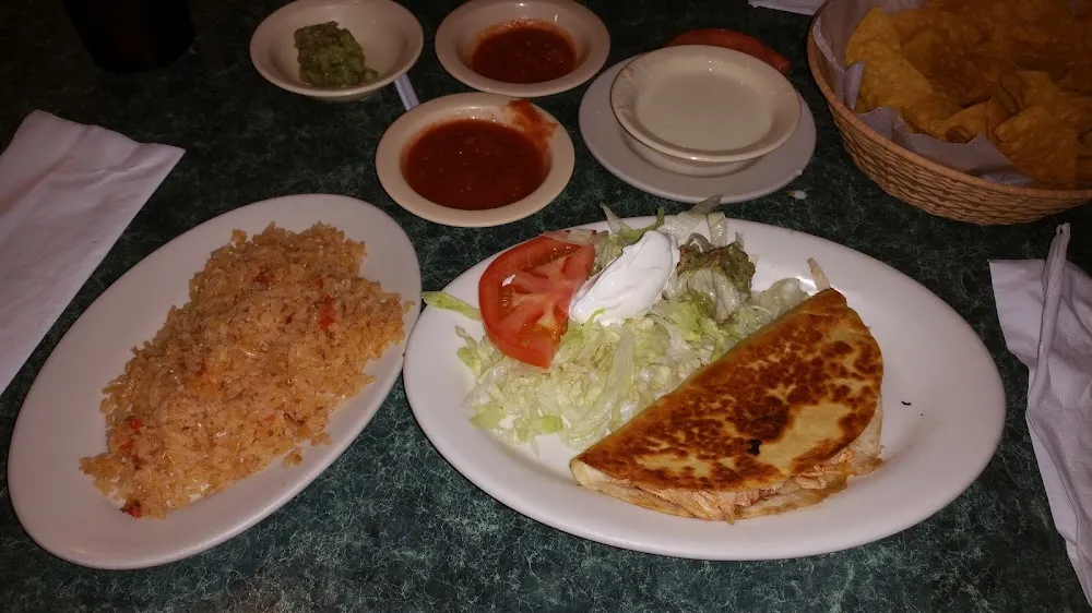 Cheese Quesadilla and Mexican Rice